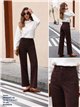 Jeans marroni a gamba larga con tasche anteriori