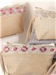 Embroidered raffia cosmetic pouch