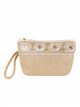 Metallic embroidered raffia pouch