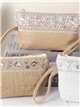 Metallic embroidered raffia pouch