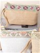 Raffia pouch with embroidered trim