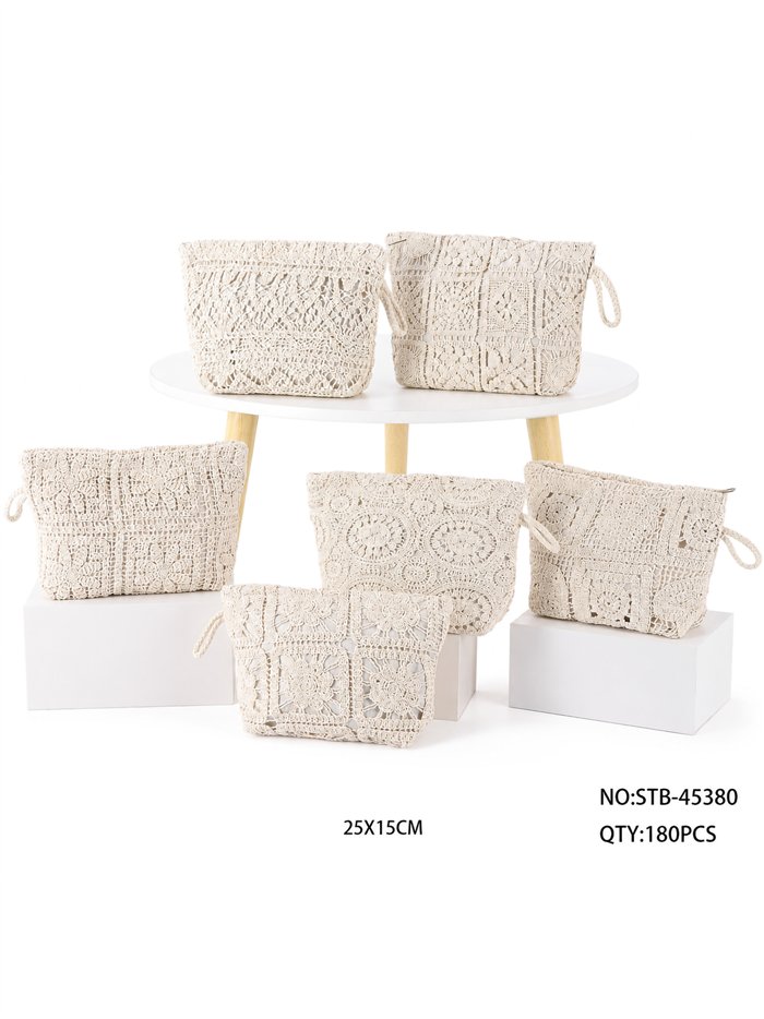 Openwork crochet pouch