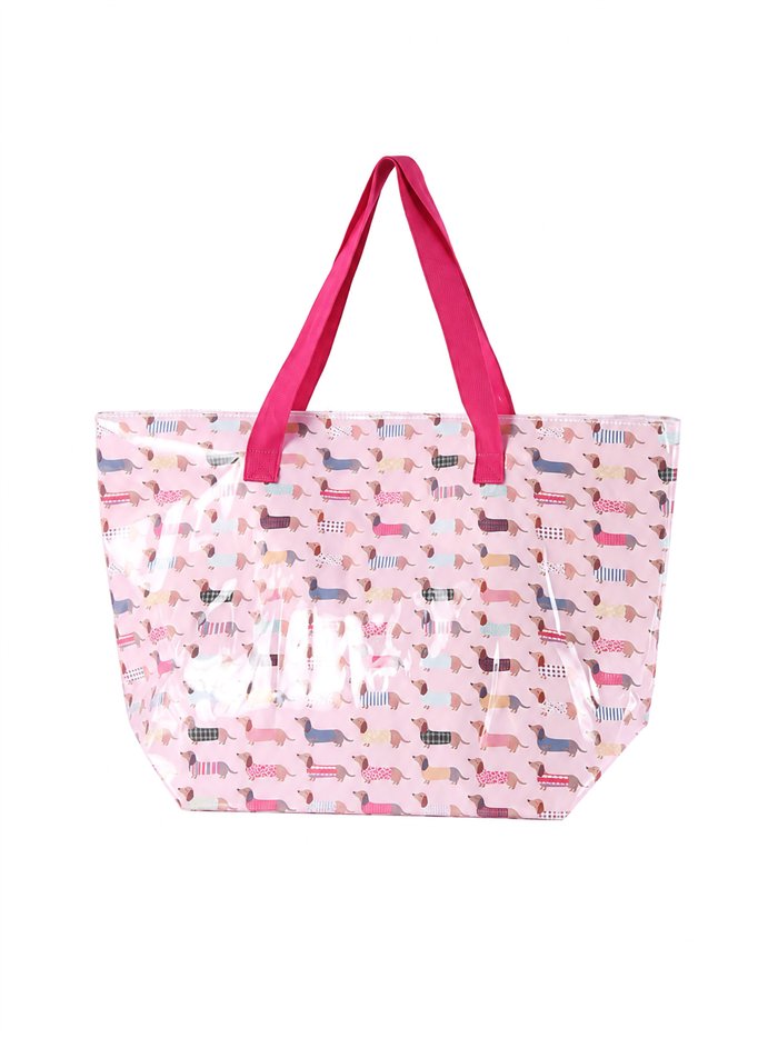 Dachshund print waterproof beach tote