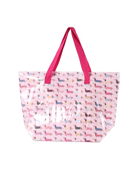 Dachshund print waterproof beach tote