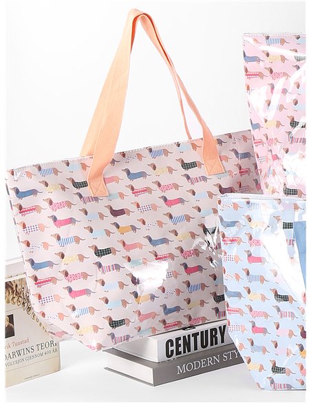 Dachshund print waterproof beach tote