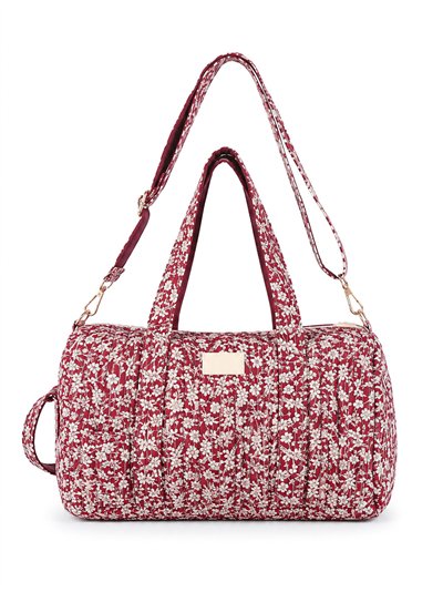 Floral quilted travel bag with strap