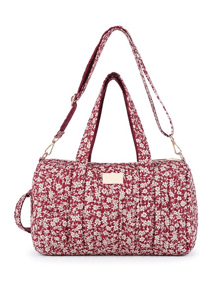 Floral quilted travel bag with strap