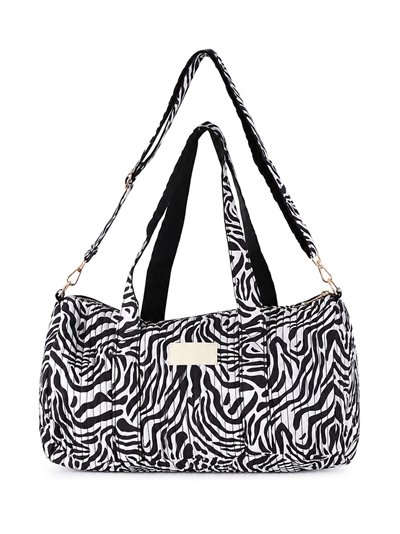 Quilted animal print weekend bag