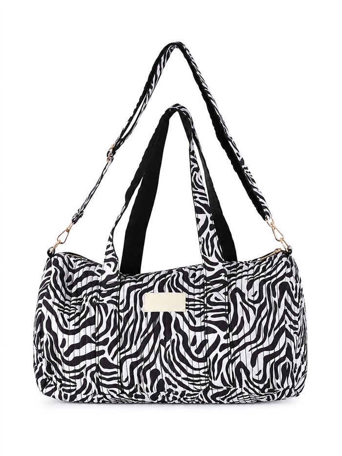 Quilted animal print weekend bag
