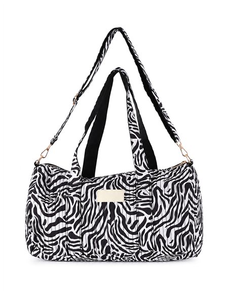Quilted animal print weekend bag