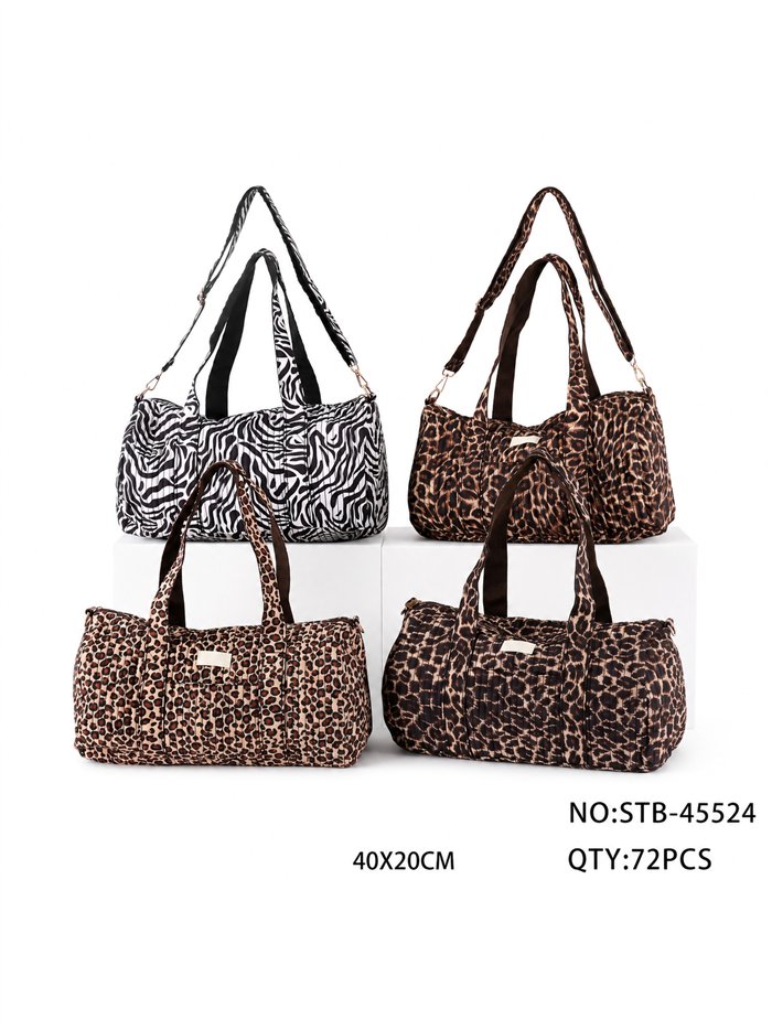 Quilted animal print weekend bag