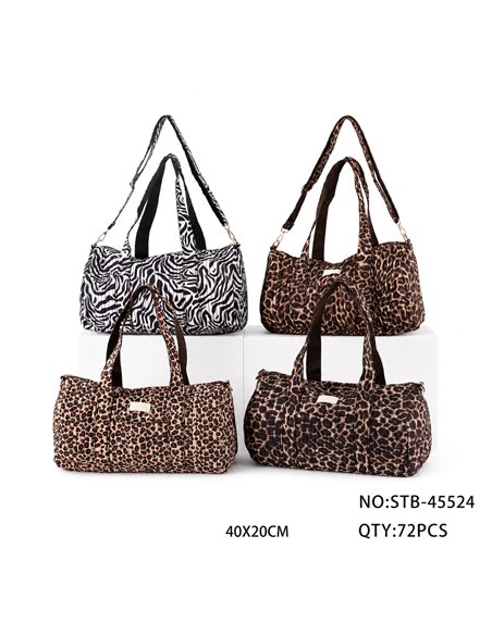 Quilted animal print weekend bag