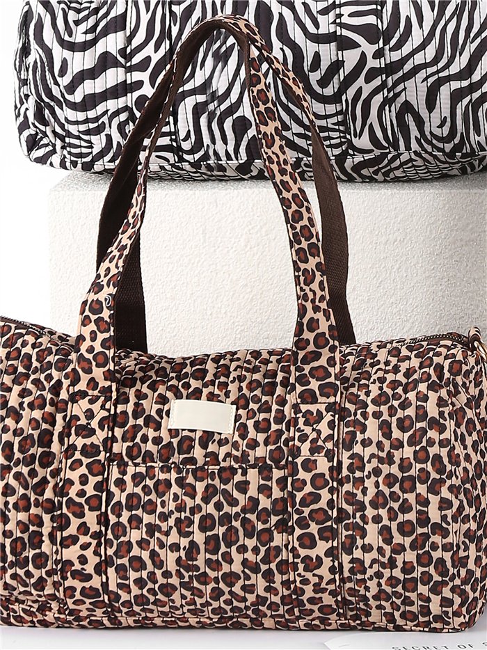 Quilted animal print weekend bag