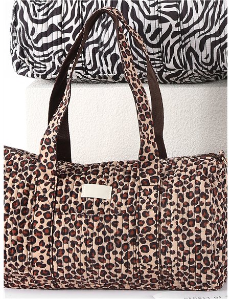 Quilted animal print weekend bag