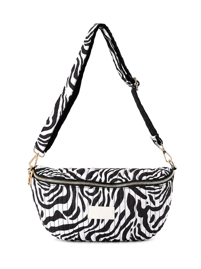 Quilted animal print shoulder bag