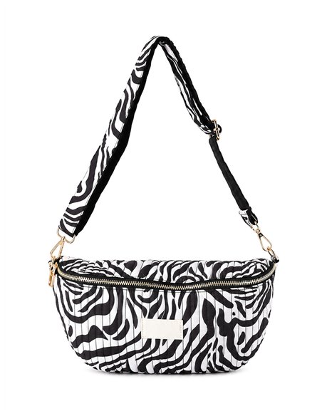 Quilted animal print shoulder bag