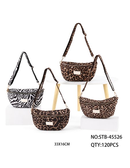 Quilted animal print shoulder bag