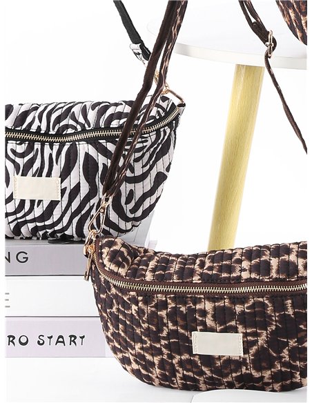 Quilted animal print shoulder bag