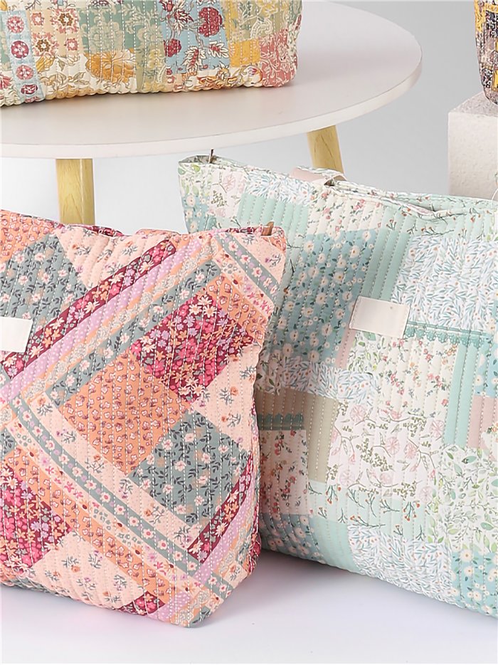 Quilted patchwork shopper tote