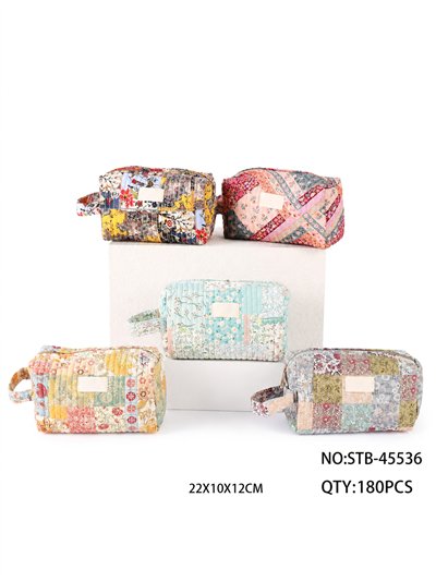 Quilted patchwork cosmetic pouch 2