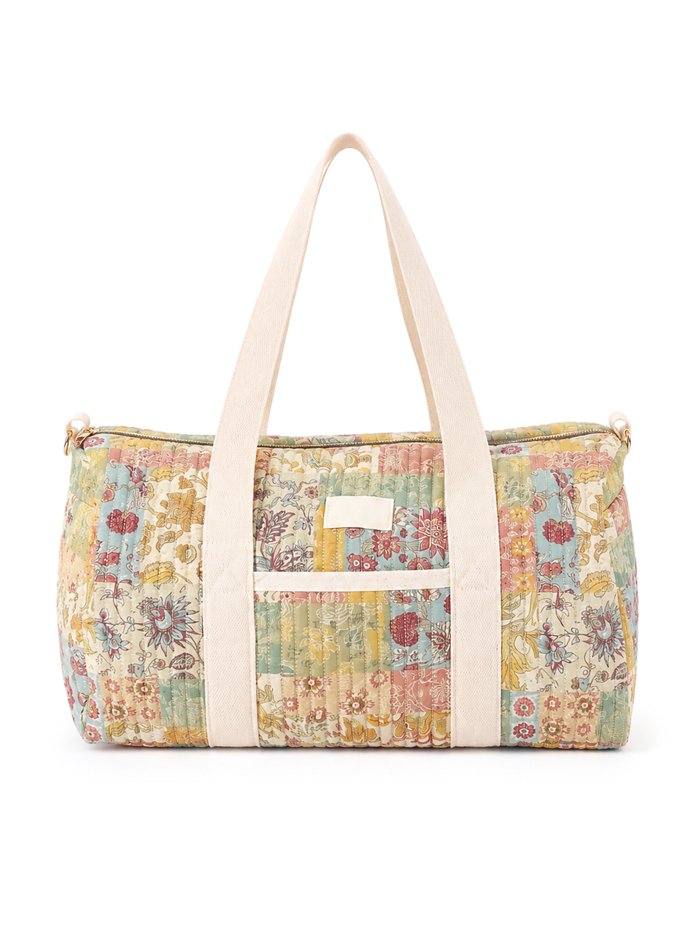 Floral patchwork quilted travel bag