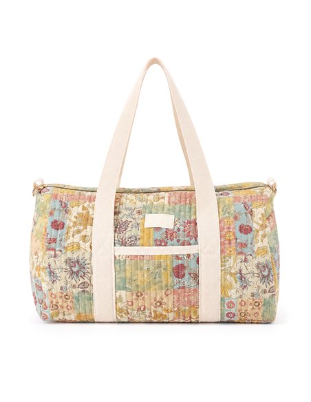 Floral patchwork quilted travel bag