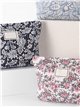 Quilted floral cosmetic pouch