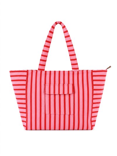Striped shopper tote with front pocket