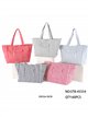 Striped shopper tote with front pocket