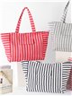 Striped shopper tote with front pocket