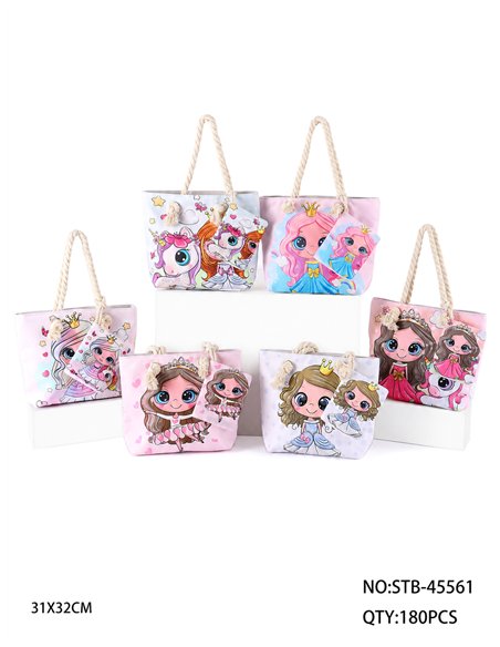 Princess kids beach tote with matching pouch