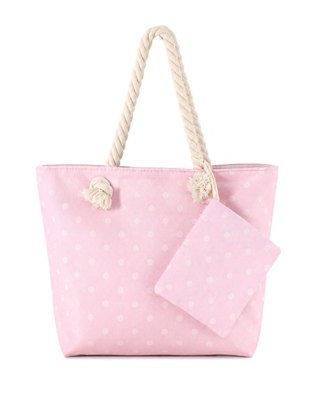 Polka dot mini beach tote with matching pouch