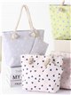 Heart print mini beach tote with matching pouch