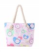 Bunny print kids beach tote with matching pouch
