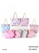 Bunny print kids beach tote with matching pouch