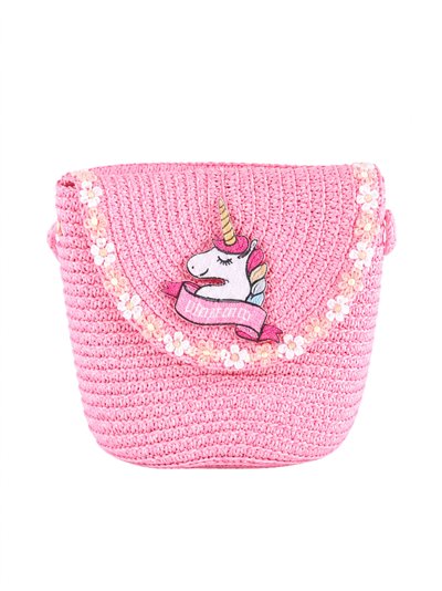 Kids braided raffia unicorn crossbody bag