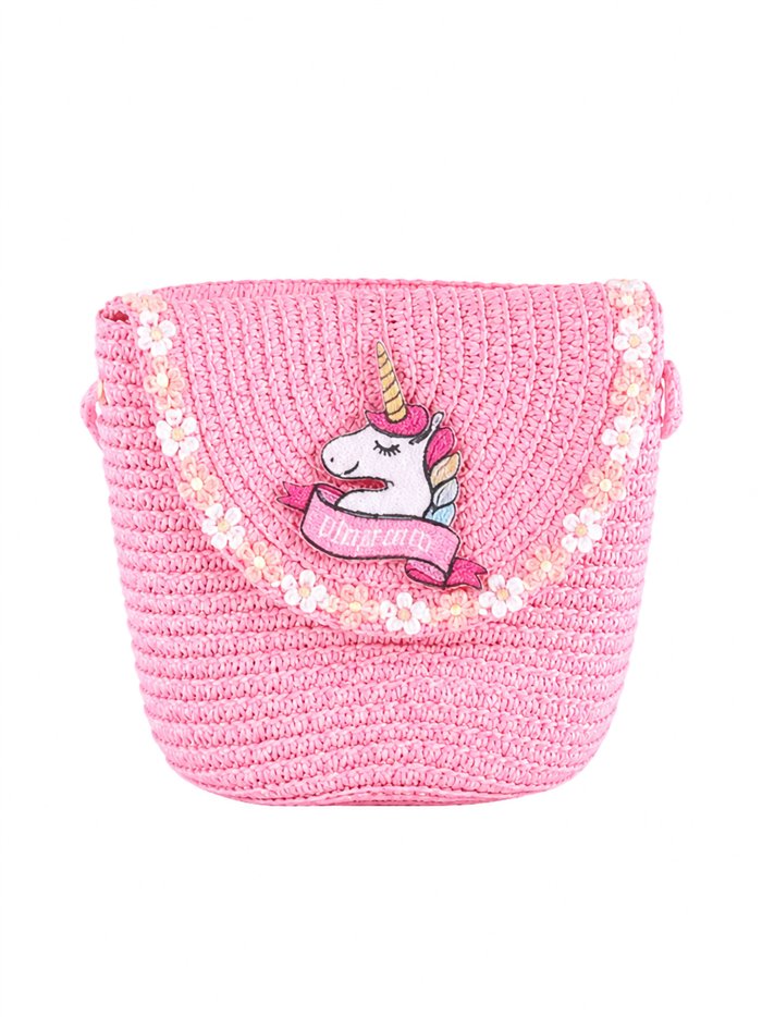 Kids braided raffia unicorn crossbody bag