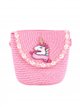 Sac bandoulière licorne pour enfants, en raphia tressé
