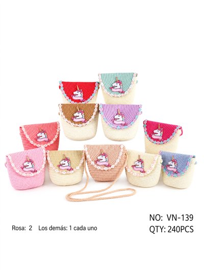 Kids braided raffia unicorn crossbody bag 2