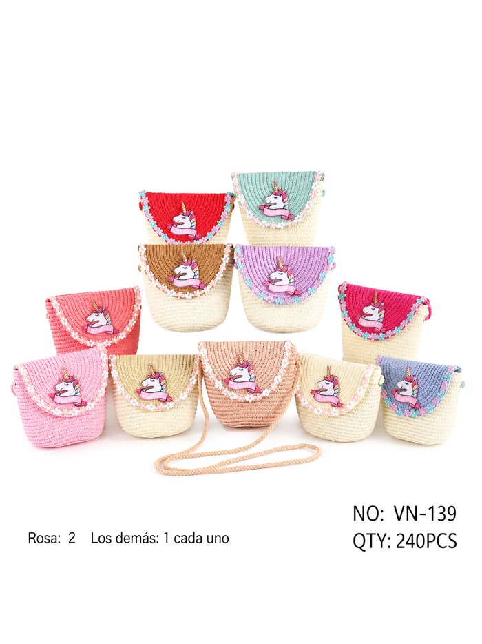 Kids braided raffia unicorn crossbody bag