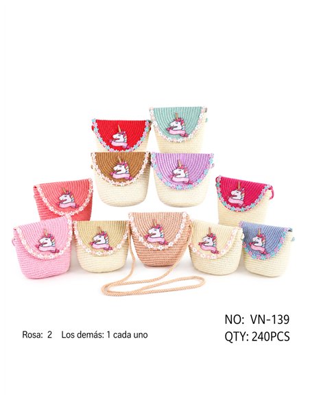 Kids braided raffia unicorn crossbody bag