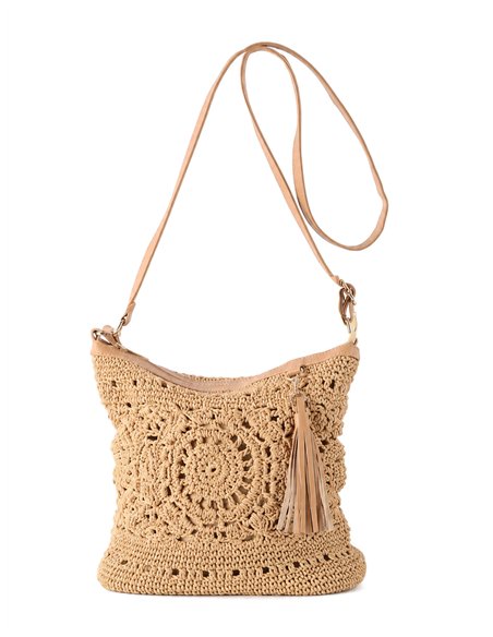 Crochet crossbody bag with tassel