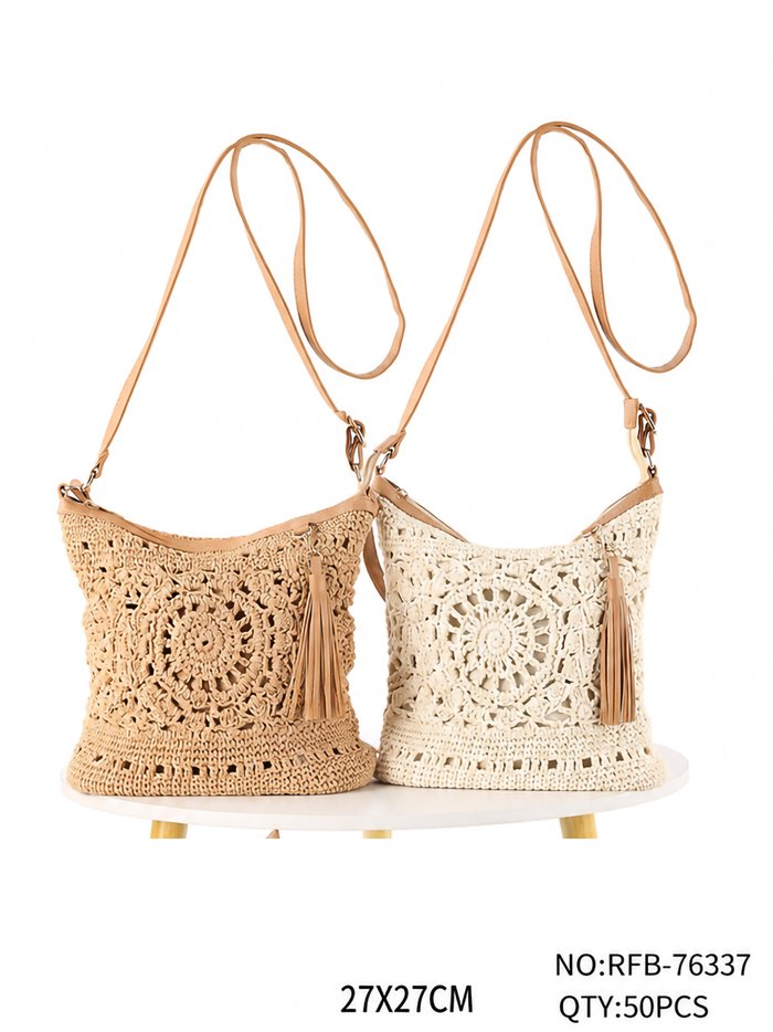 Crochet crossbody bag with tassel