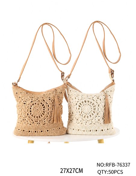 Crochet crossbody bag with tassel