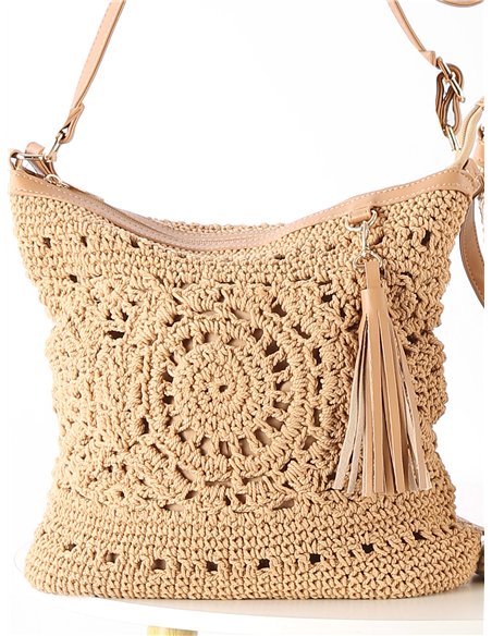 Crochet crossbody bag with tassel