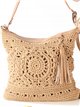 Borsa a tracolla all'uncinetto con nappina