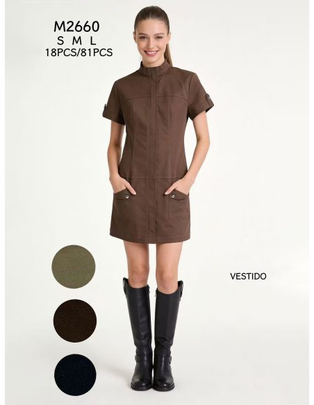 Hemdblusenkleid mit Reißverschluss | DB-M2660 | Großhandel
