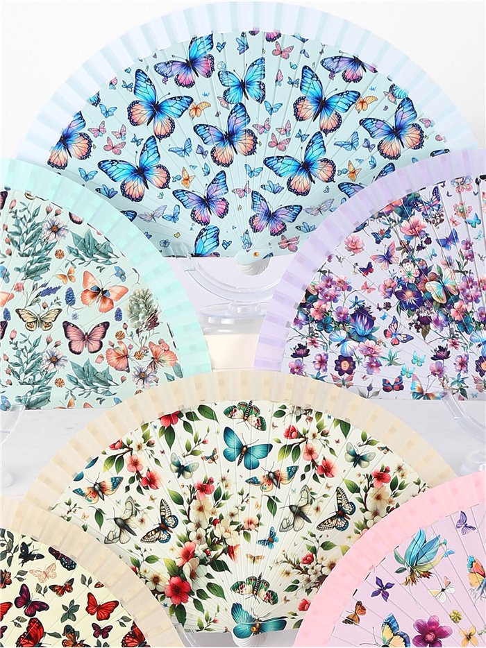 Abanico estampado mariposas