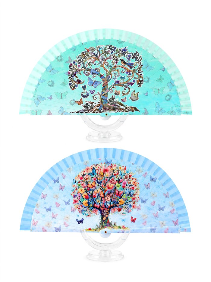 Abanico estampado árbol de la vida