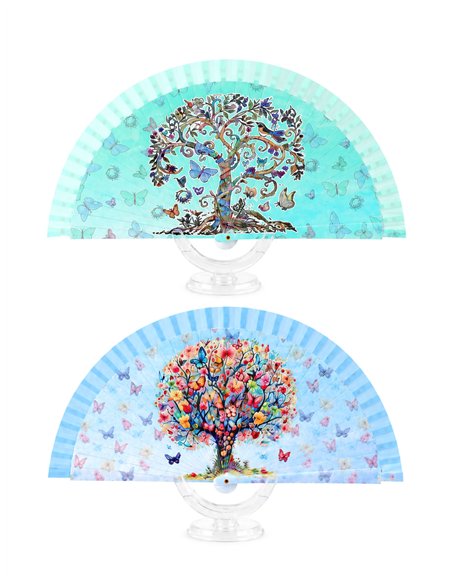 Abanico estampado árbol de la vida
